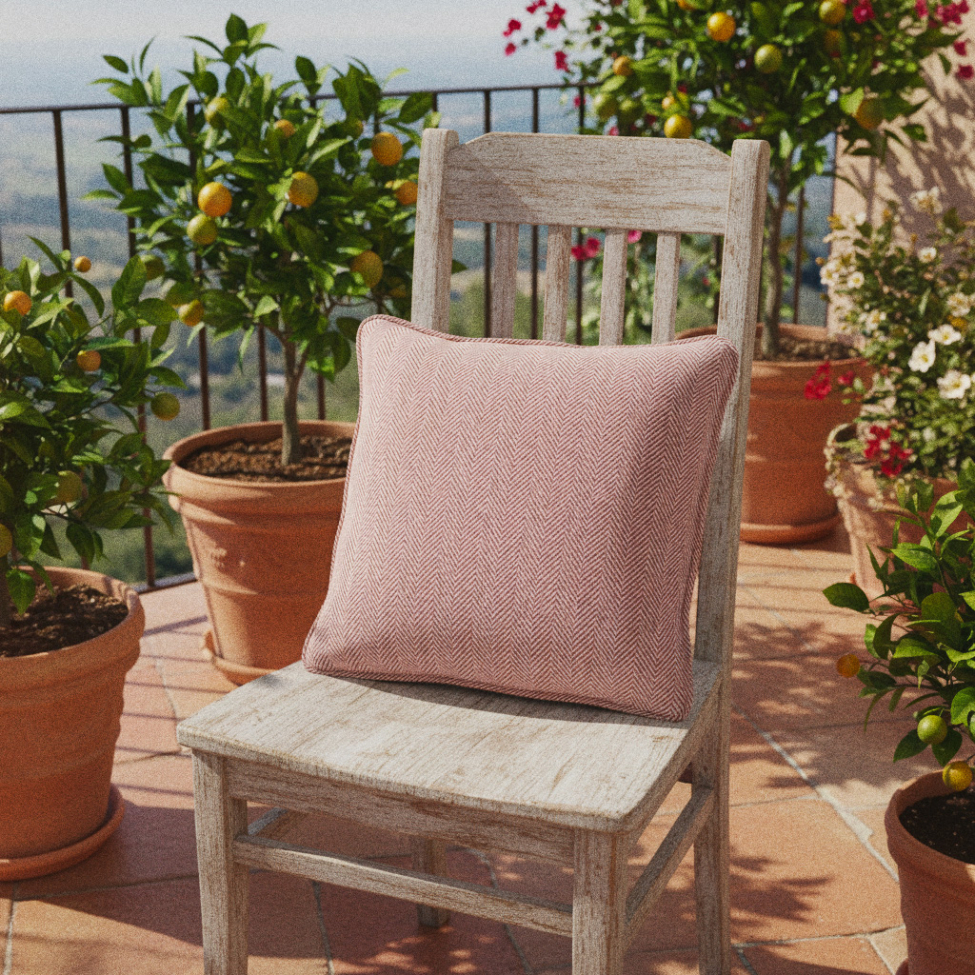 Funda de cojín 'Denisa Fishbone' 45x45cm - Rojo/blanco