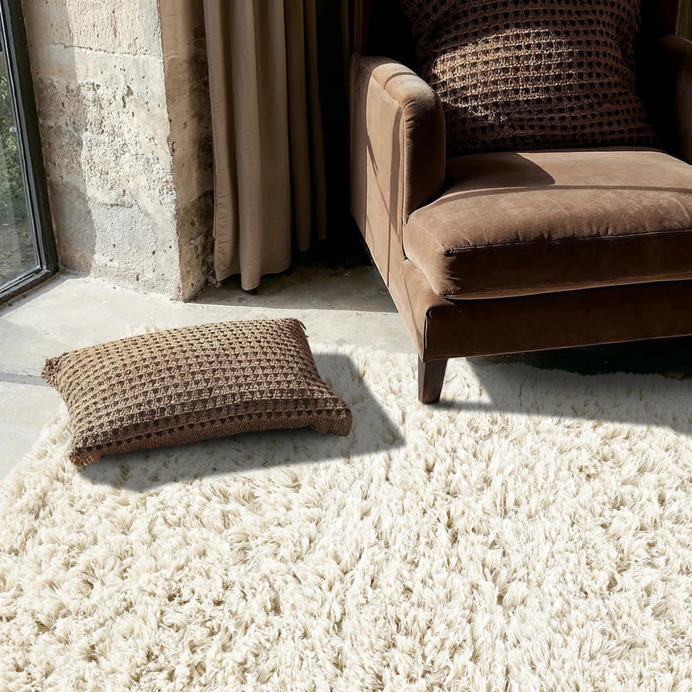 Alfombra Tipo Rya 'Fassale Handwoven Wool' - Blanca
