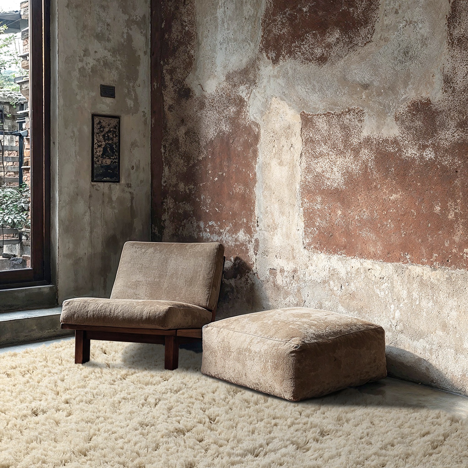 Alfombra Tipo Rya 'Fassale Lana tejida a mano' - Beige