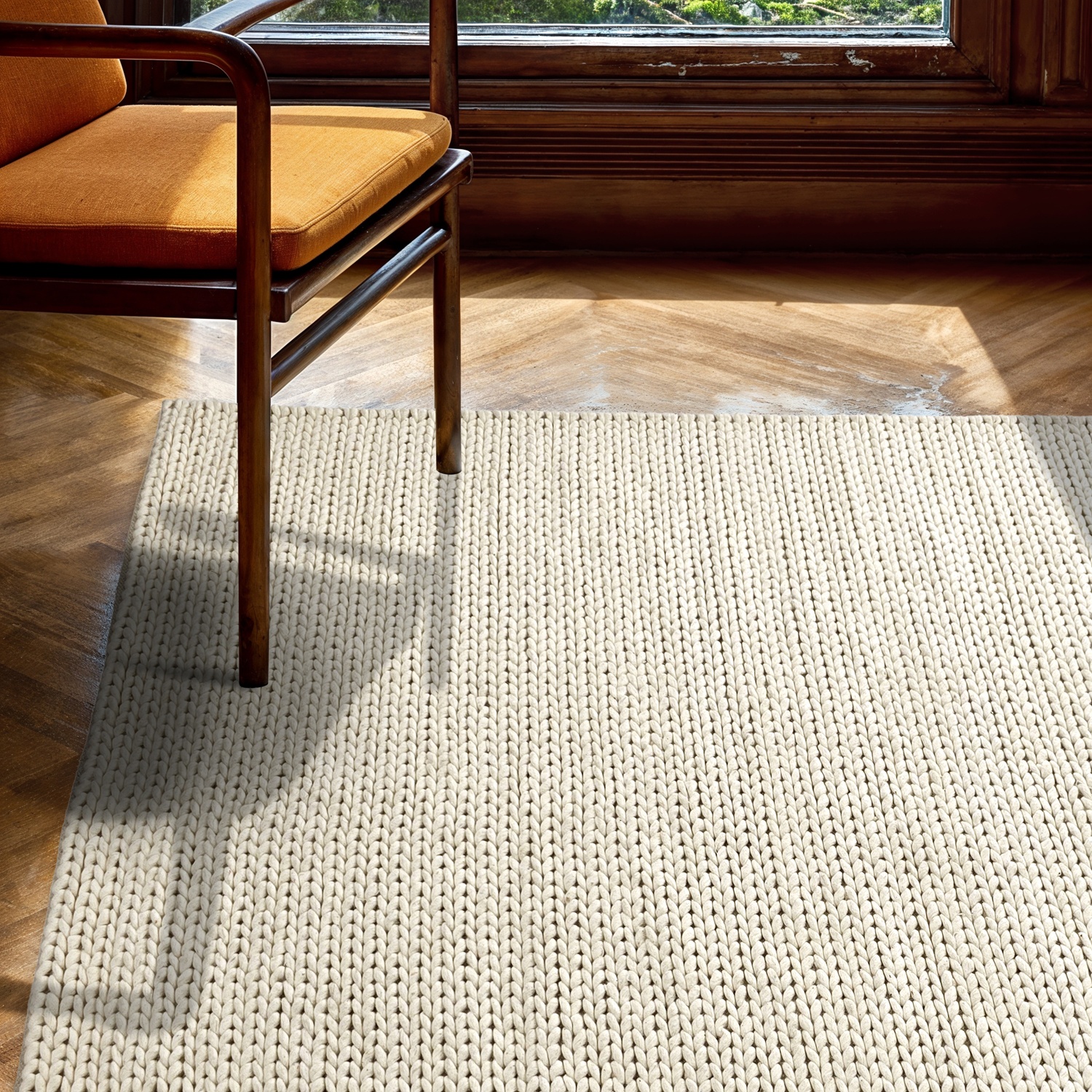 Alfombra de lana 'Talvia Braided Wool' - Blanco