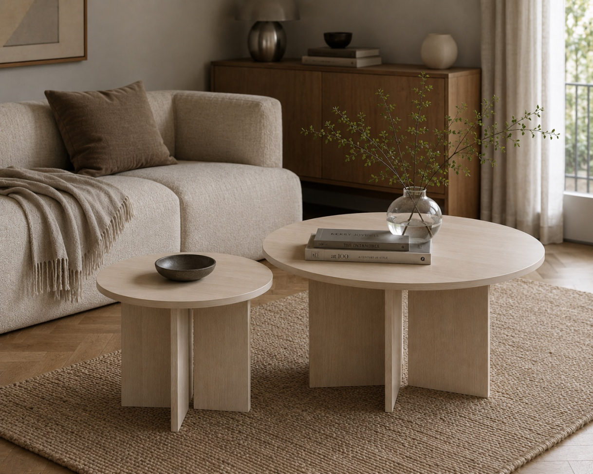 Mesa de caf&eacute; 'Cr&eacute;me' Redonda 55 cm - Pigmentada blanca