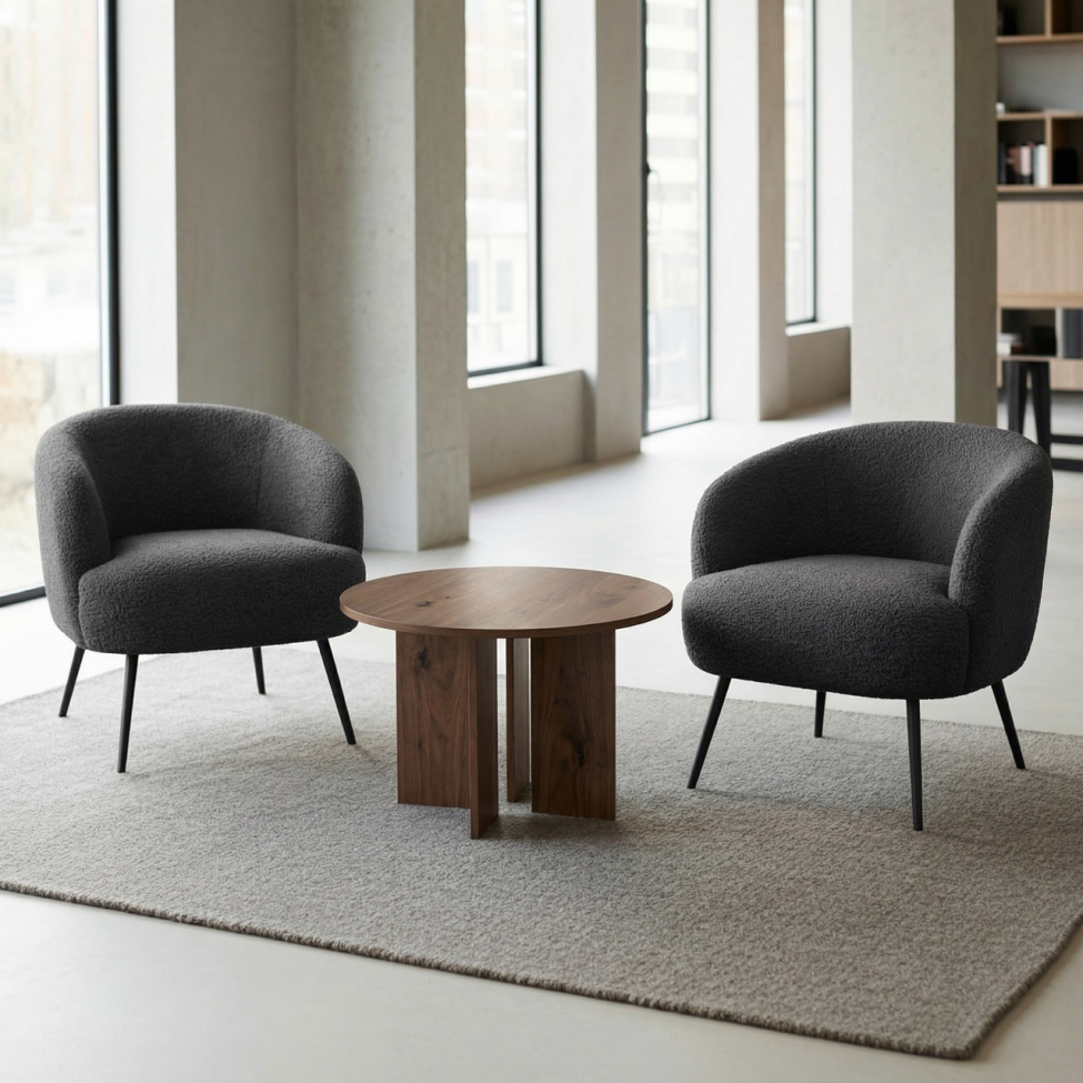 Mesa de café 'Créme' Redonda 75cm - Nogal