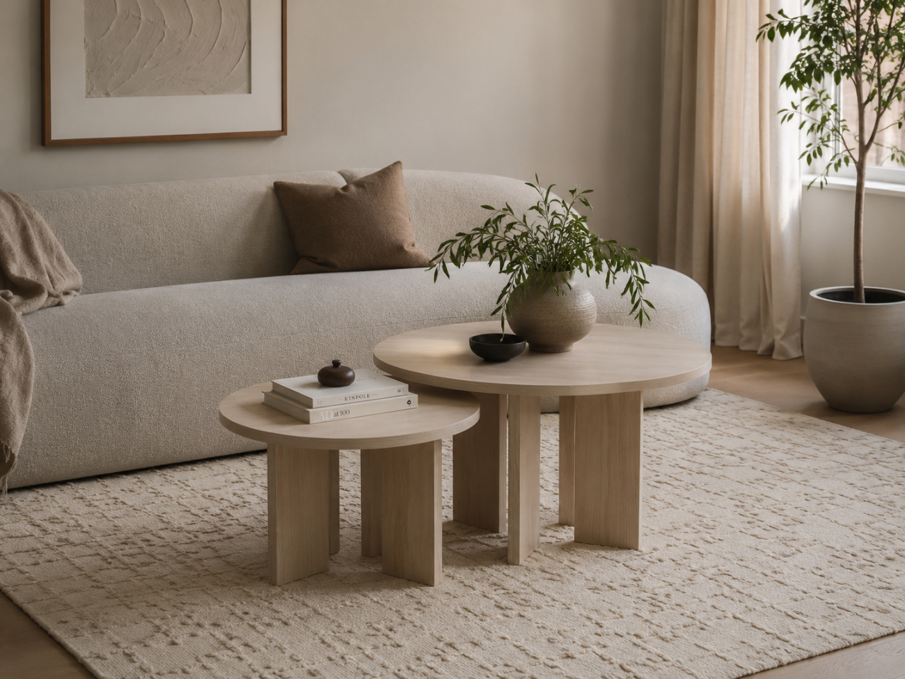 Mesa de café 'Créme' Redonda 75cm - Natural