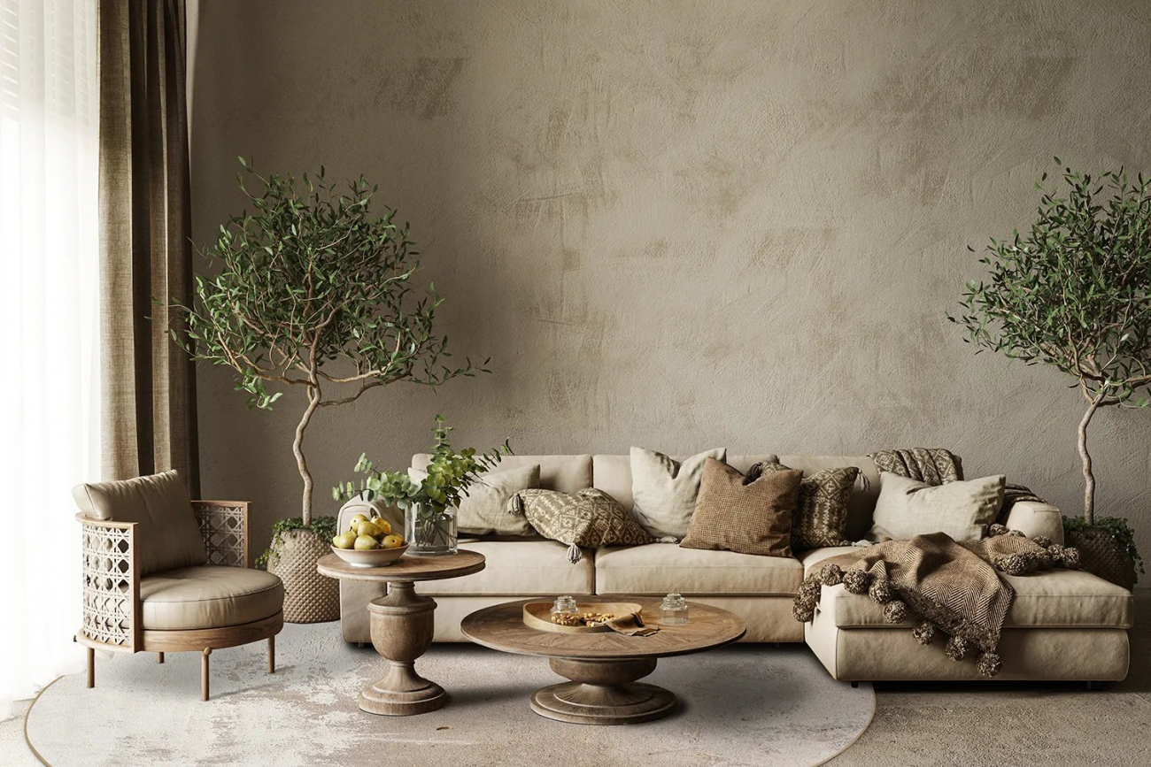 Alfombra Redonda 'Bornos' 290cm - Beige/Gris