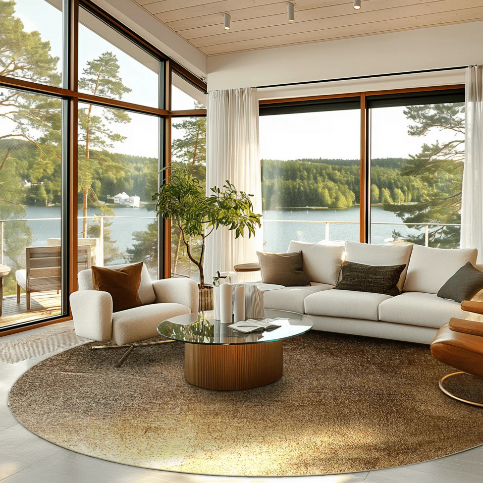 Alfombra redonda 'Oristano' 120cm - Marrón