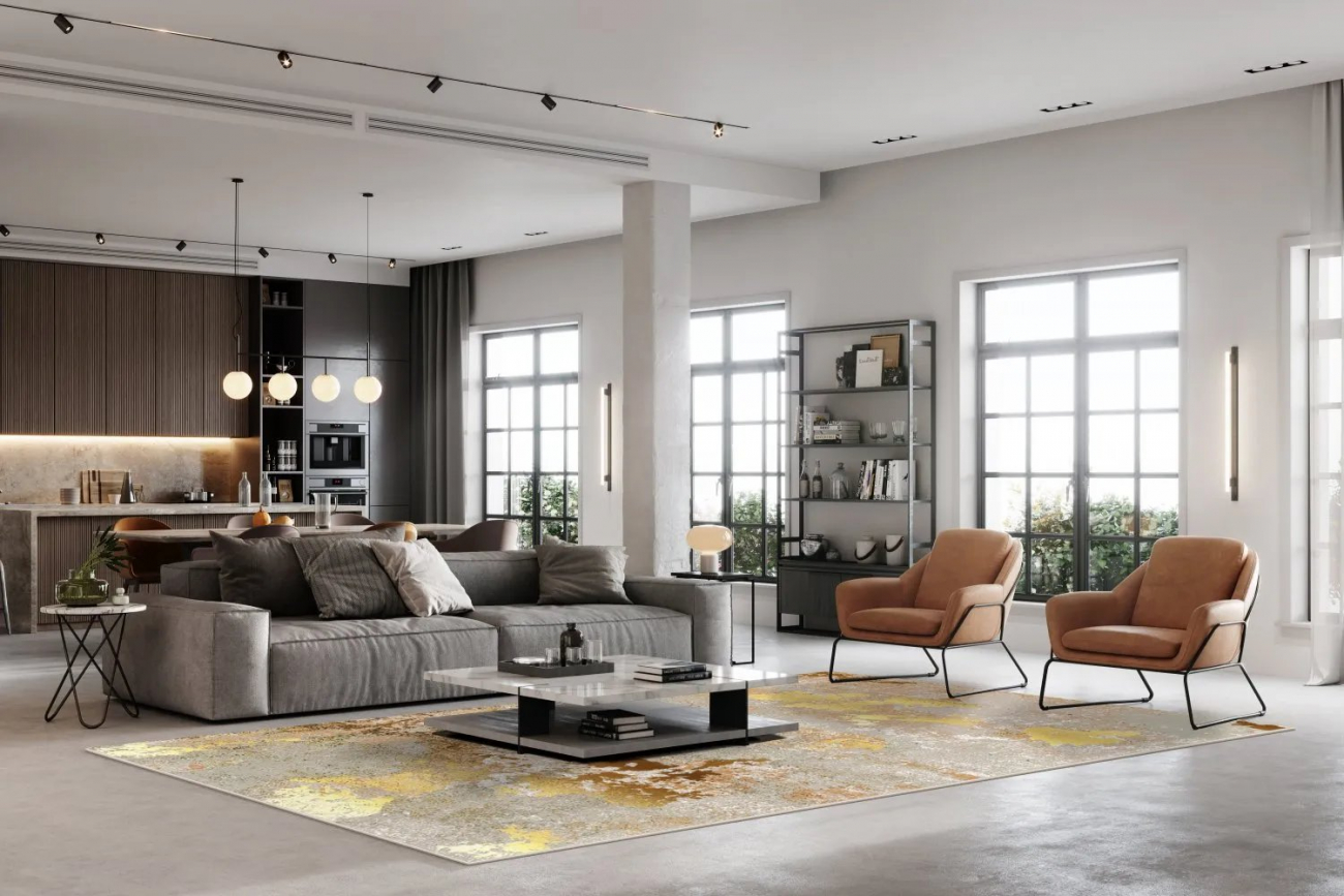 Alfombra Wilton 'Elena' 80x150cm - Beige/Dorado