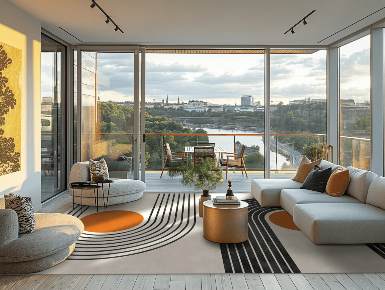 Alfombra Wilton 'Moudania' 240x340cm - Beige/Negro/Naranja