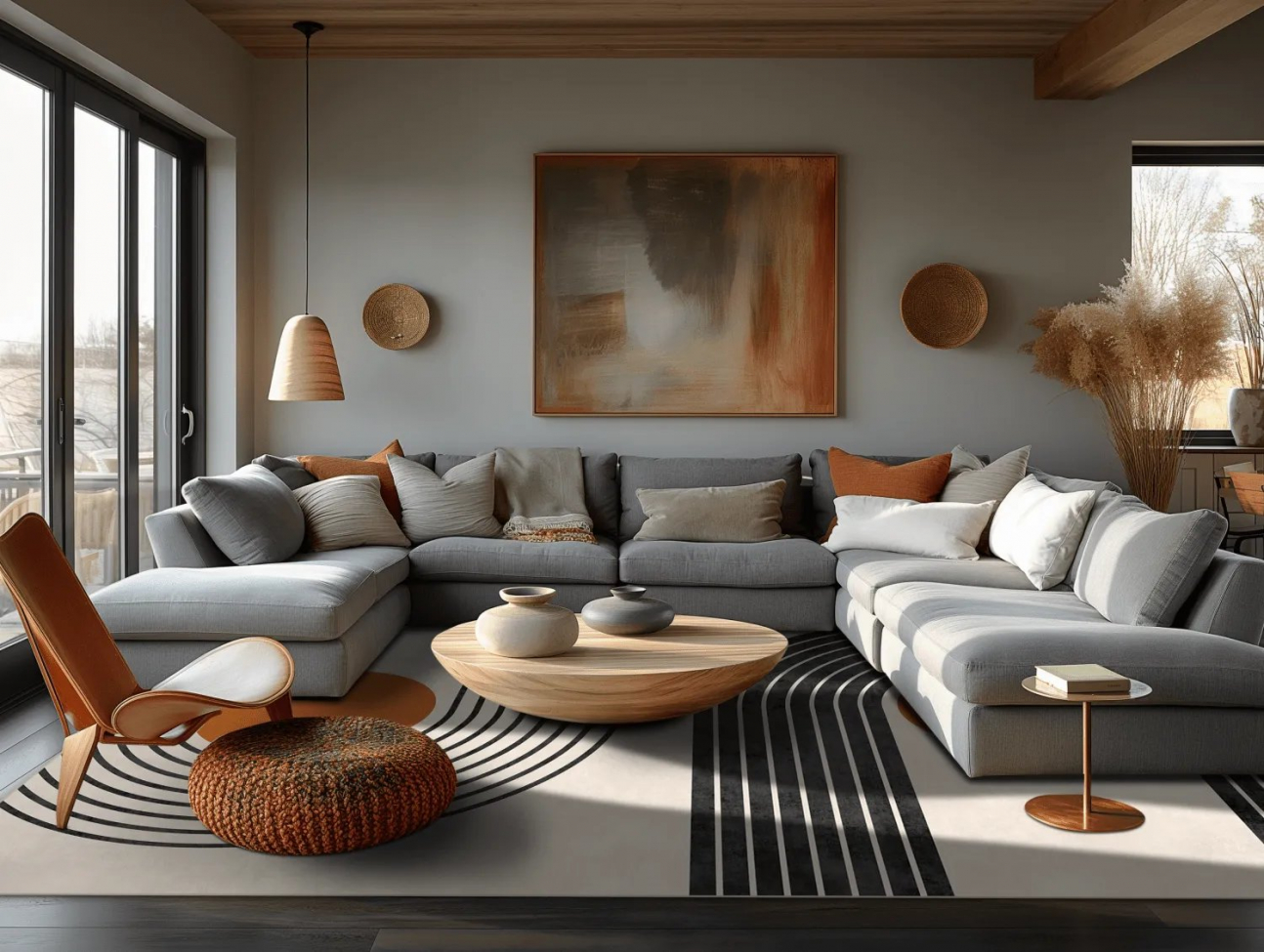 Alfombra Wilton 'Moudania' 290x390cm - Beige/Negro/Naranja