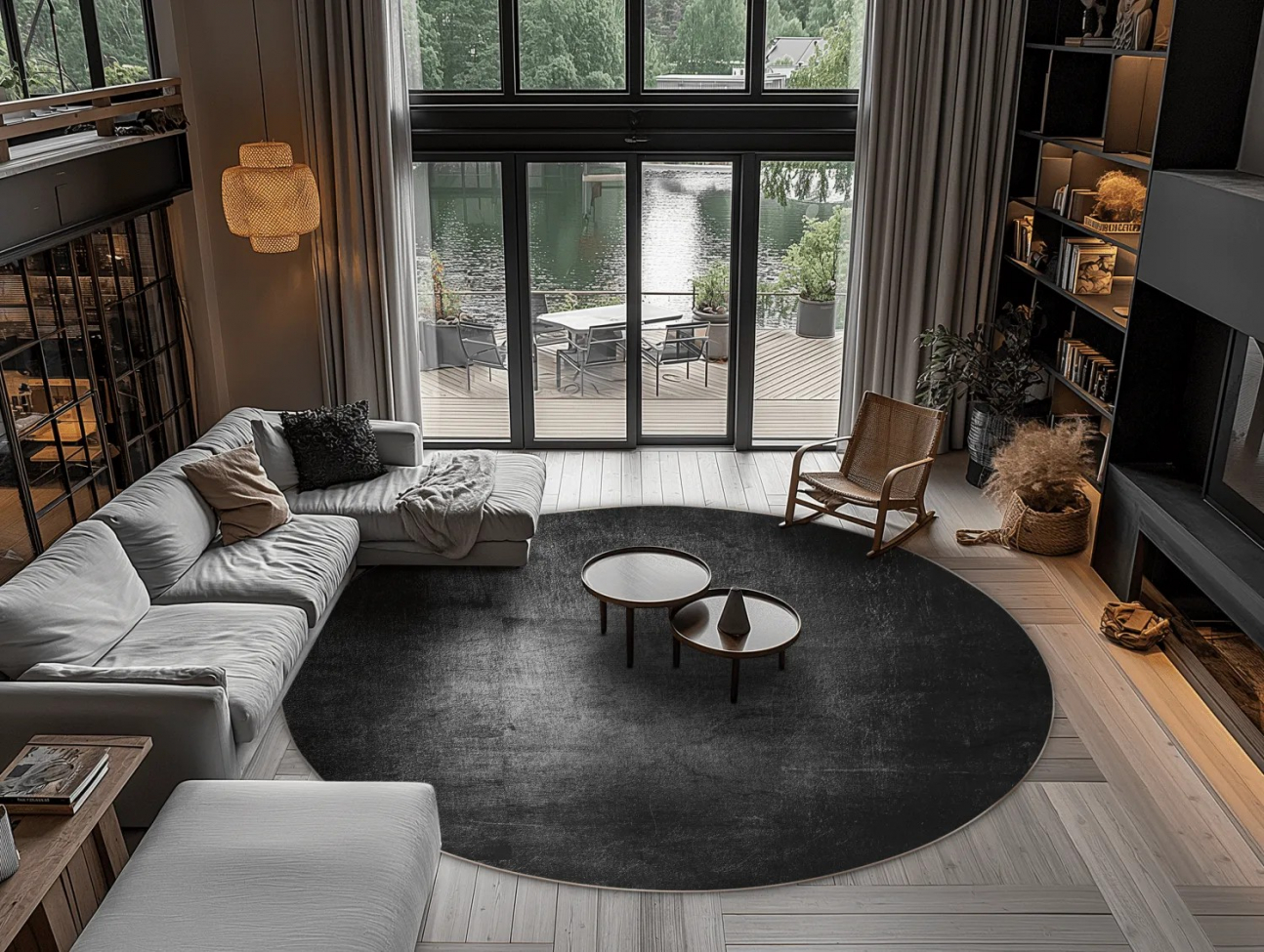 Alfombra redonda 'Serifos' 200cm - Gris oscuro