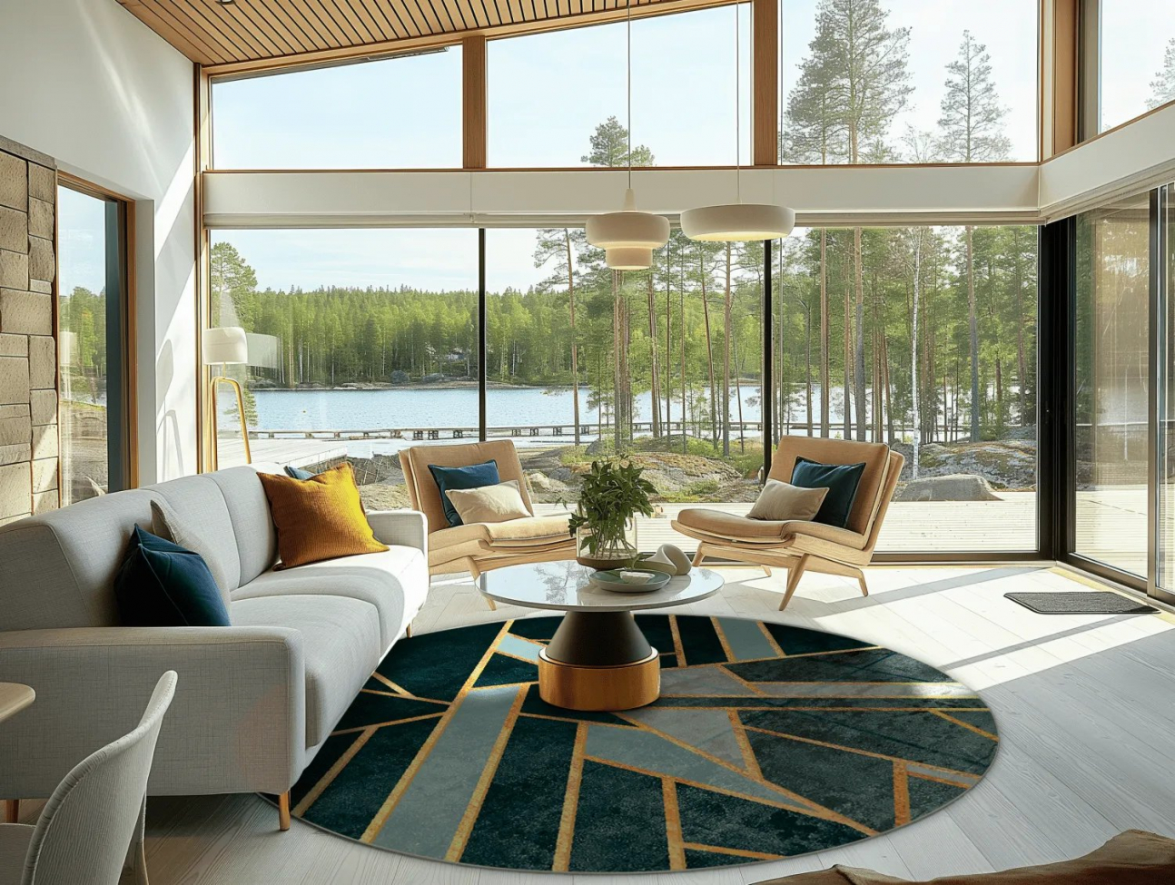 Alfombra redonda 'Amasra' 240cm - Verde