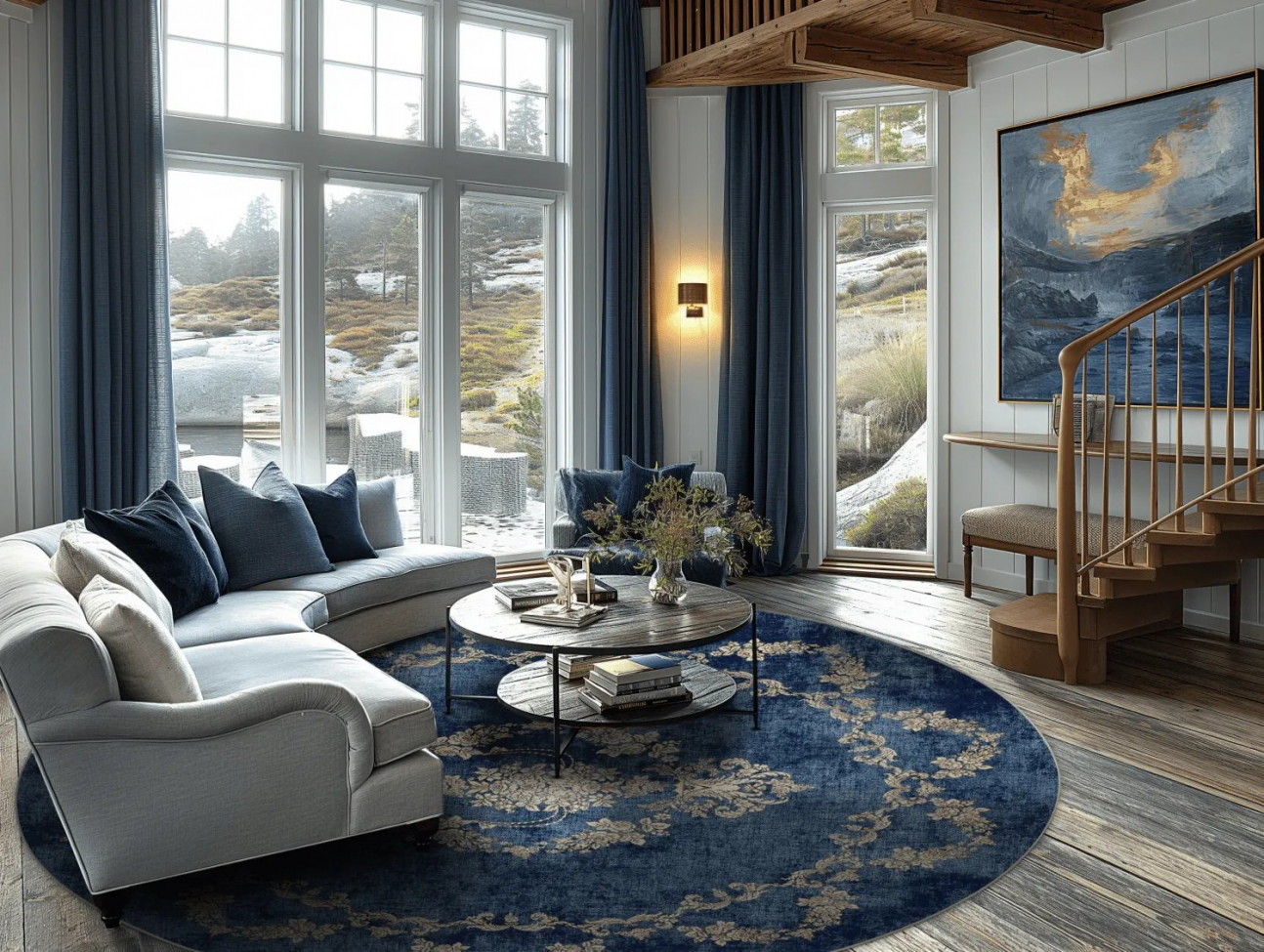 Alfombra redonda 'Taknis' 240cm - Azul