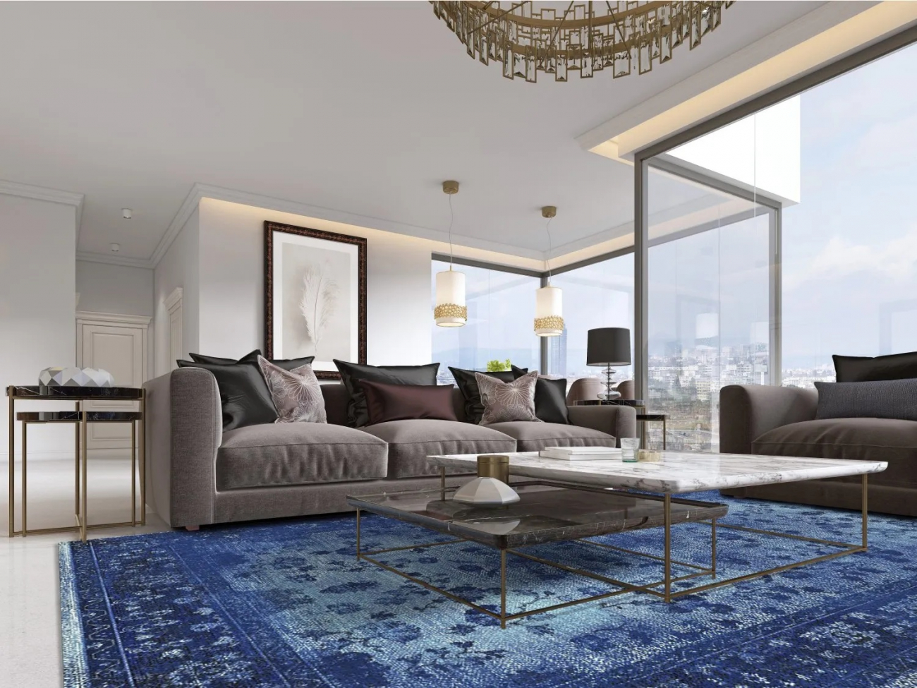 Alfombra Wilton 'Gombalia' 160x230cm - Azul