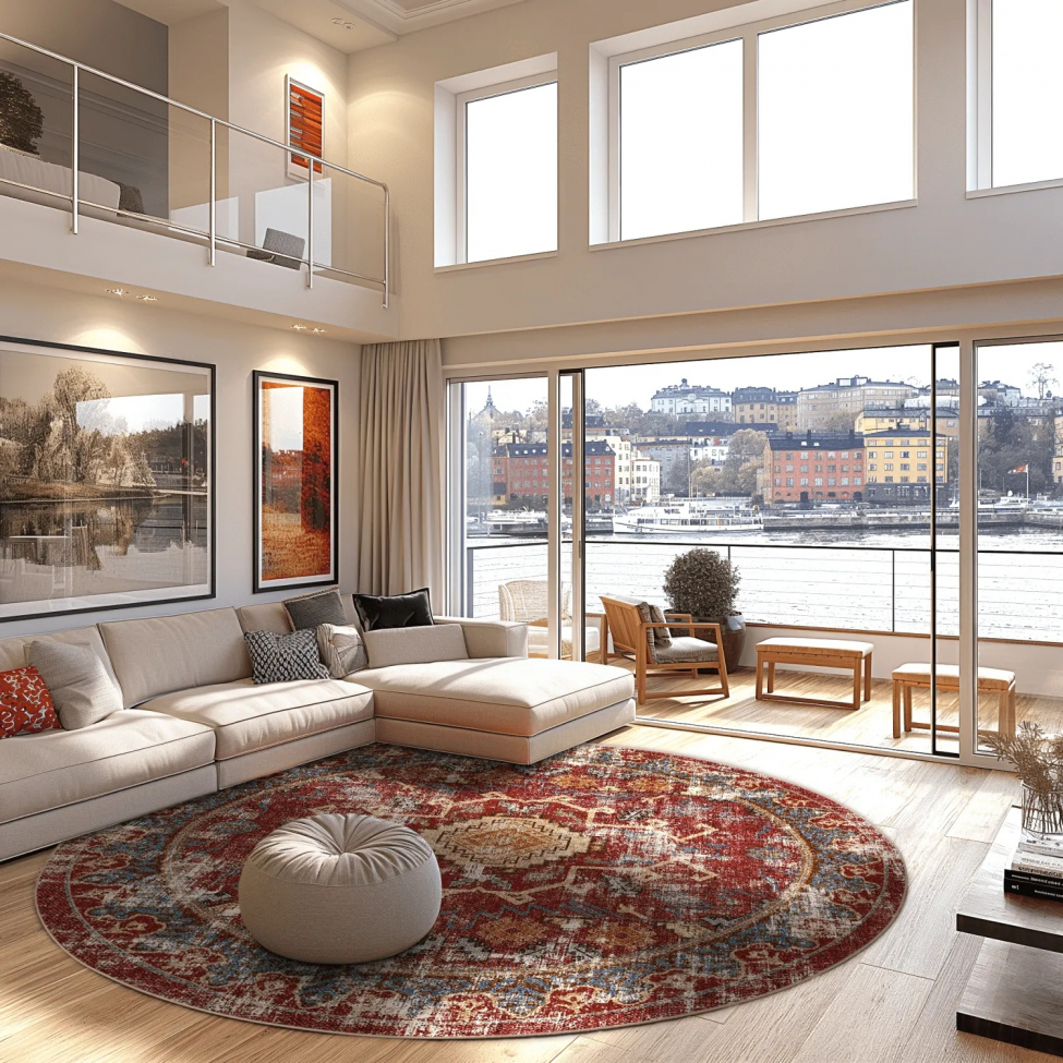 Alfombra redonda 'Idri' 200cm - Rojo/Multi