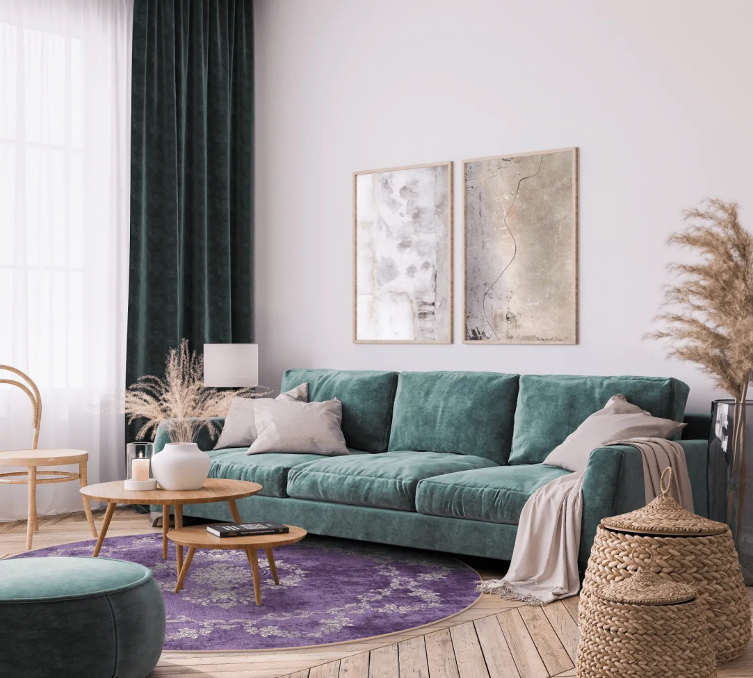 Alfombra redonda 'Taknis' 120cm - Púrpura