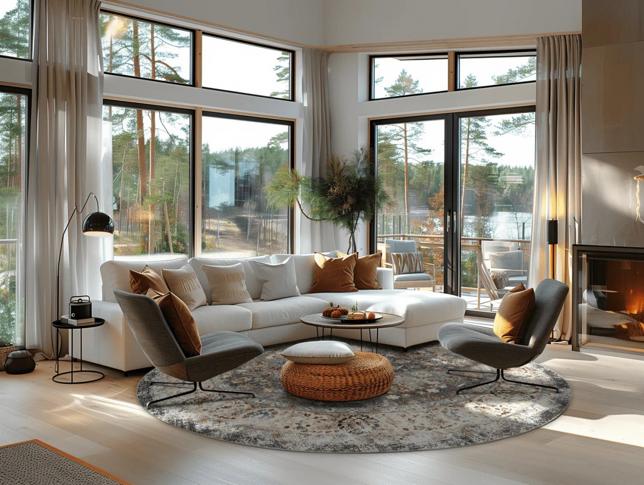 Alfombra redonda 'Bouhjar' 120cm - Gris/Multi