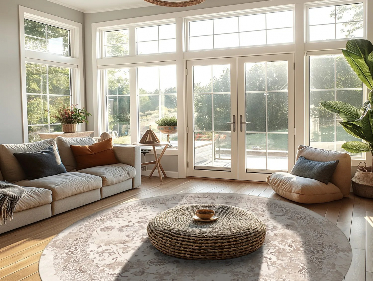 Alfombra redonda 'Mateur' 120cm - Beige