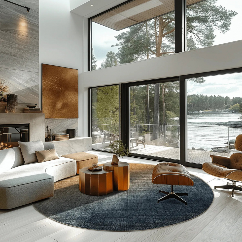 Alfombra redonda 'Librilla' 240cm - Marrón/Azul