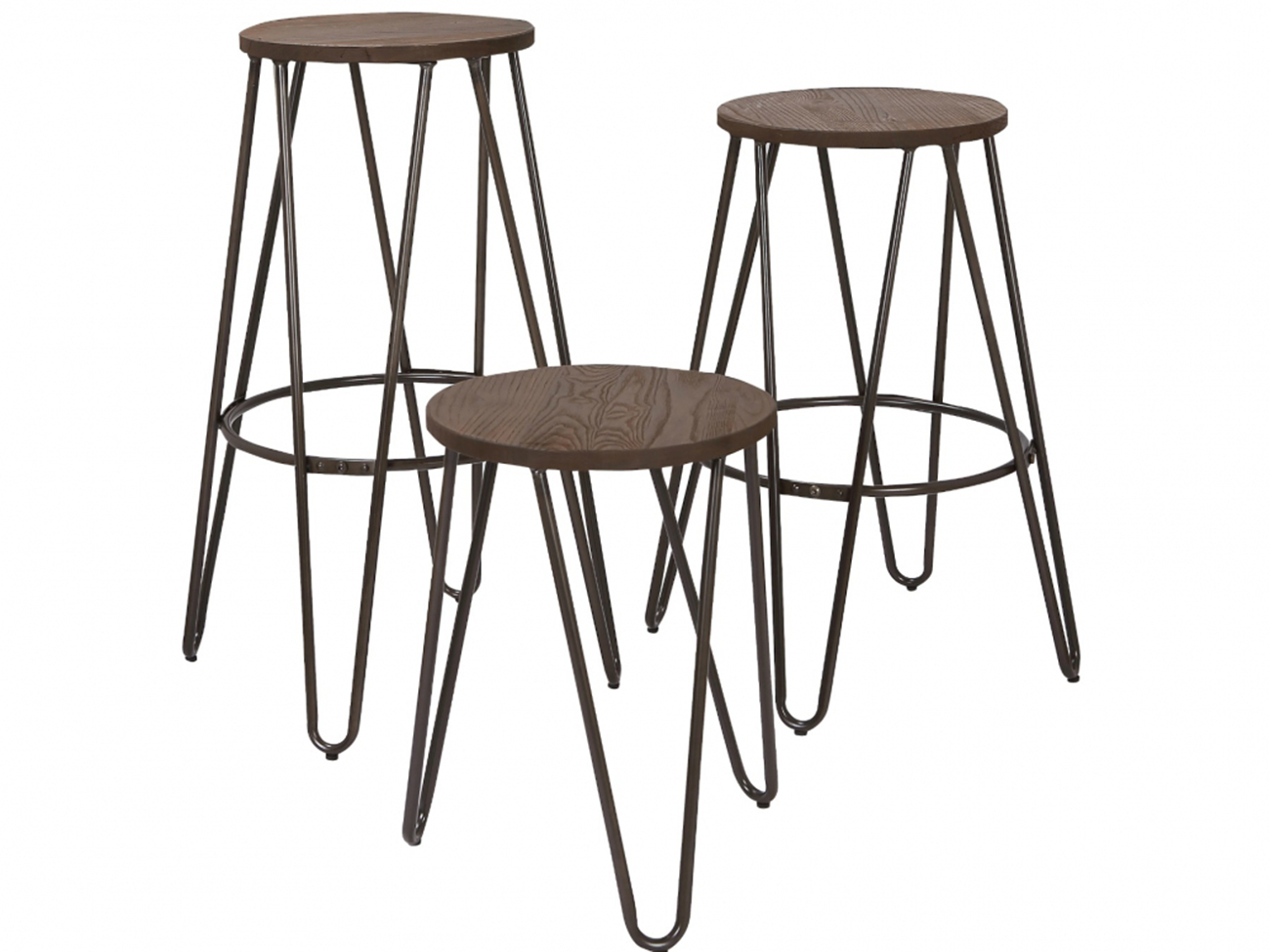 Taburete 'Rustic' 45cm - Madera/Acero