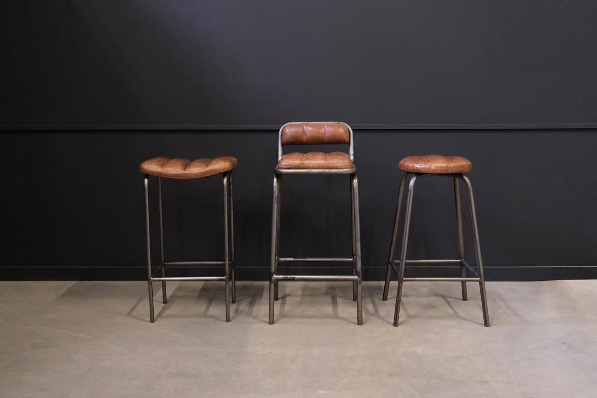 Taburete con respaldo 'Brooke' - Cuero