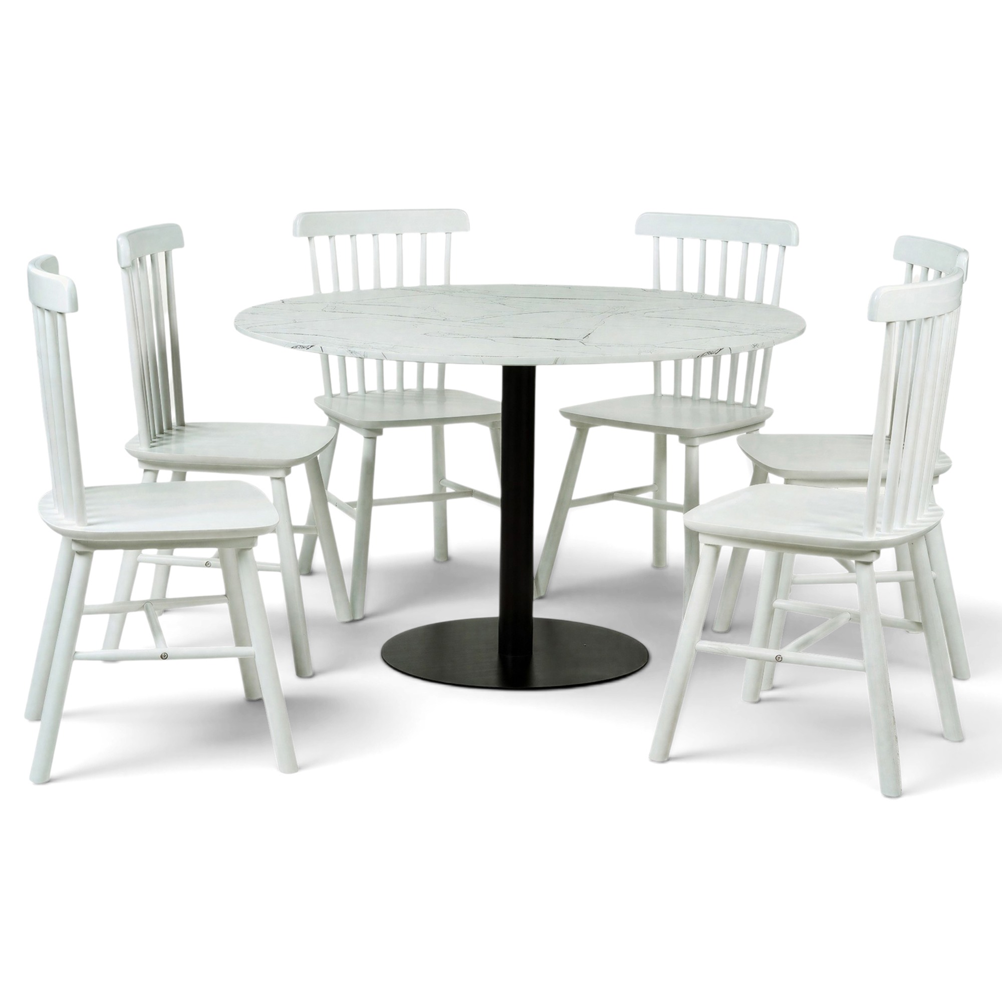 Grupo de comedor 'Marbelous Elsa' - 1 Mesa &Oslash;120 & 6 Sillas