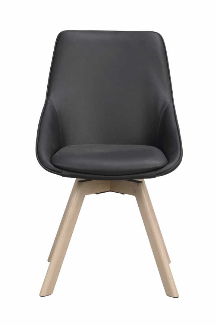 Silla \'Alison\' de cuero - Negro/blanco pigmentado en el grupo Muebles / Muebles para sentarse / Sillas con Reforma (118131)