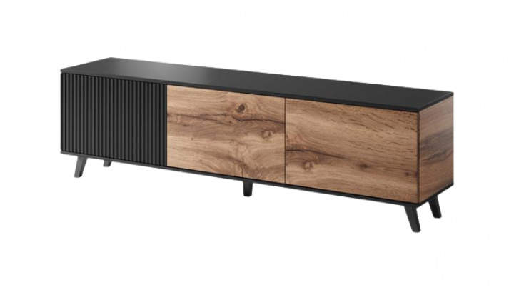 Mueble de TV \'Othem\' - Negro/Roble en el grupo Muebles / Estantes y almacenamiento / Mesas de TV con Reforma (2010001191179)