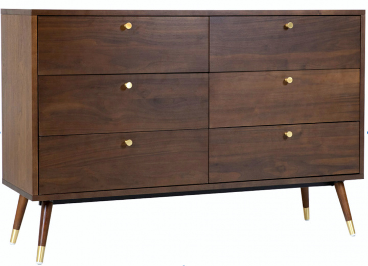 Cómoda \'Prime\' 6 cajones - Nogal/Latón en el grupo Muebles / Estantes y almacenamiento / Cómodas con Reforma (2108)