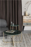 Mesa de café \'Timpa\' Redonda 70cm - Mármol verde/Oro