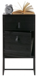 Mesita de noche \'Zola\' con cajón+armario - Negro