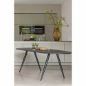 Mesa de comedor \'Tablo\' 220x90 cm ovalada - Marrón oscuro