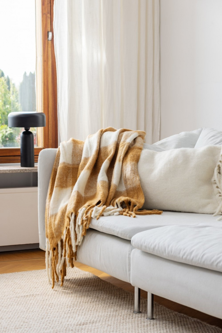 Manta \'Phoebe\' 130x170cm - Amarilla en el grupo Decoración / Textiles / Mantas y cobijas con Reforma (4224615675088)