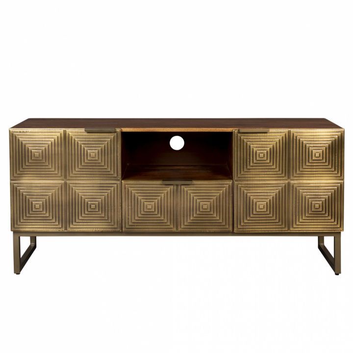 Mueble de TV \'Volan\' - Marrón/Latón en el grupo Muebles / Estantes y almacenamiento / Mesas de TV con Reforma (4300026)