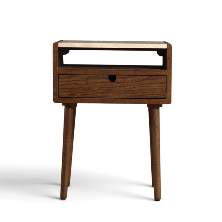Mesa auxiliar \'Sapri\' 45x60cm - Nogal/Travertino en el grupo Muebles / Mesas / Mesas de noche con Reforma (4978-walnut)