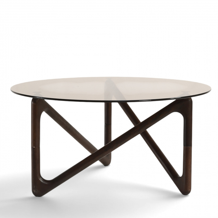 Mesa de centro \'Modica\' Ø80 – Nogal/Vidrio en el grupo Muebles / Mesas / Mesa de café con Reforma (717AB-walnut)