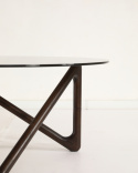 Mesa de centro \'Modica\' Ø80 – Nogal/Vidrio