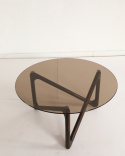 Mesa de centro \'Modica\' Ø80 – Nogal/Vidrio