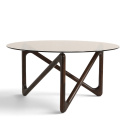 Mesa de centro \'Modica\' Ø80 – Nogal/Vidrio