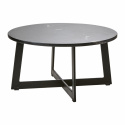 Mesa de sofá \'Milan L\' redonda 70cm - Negro/mármol