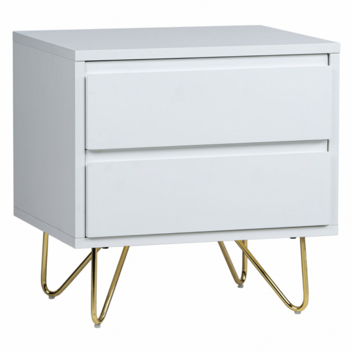 Mesita de noche \'Elle\' - Blanco/Latón en el grupo Muebles / Mesas / Mesas de noche con Reforma (ELLENS01-white)