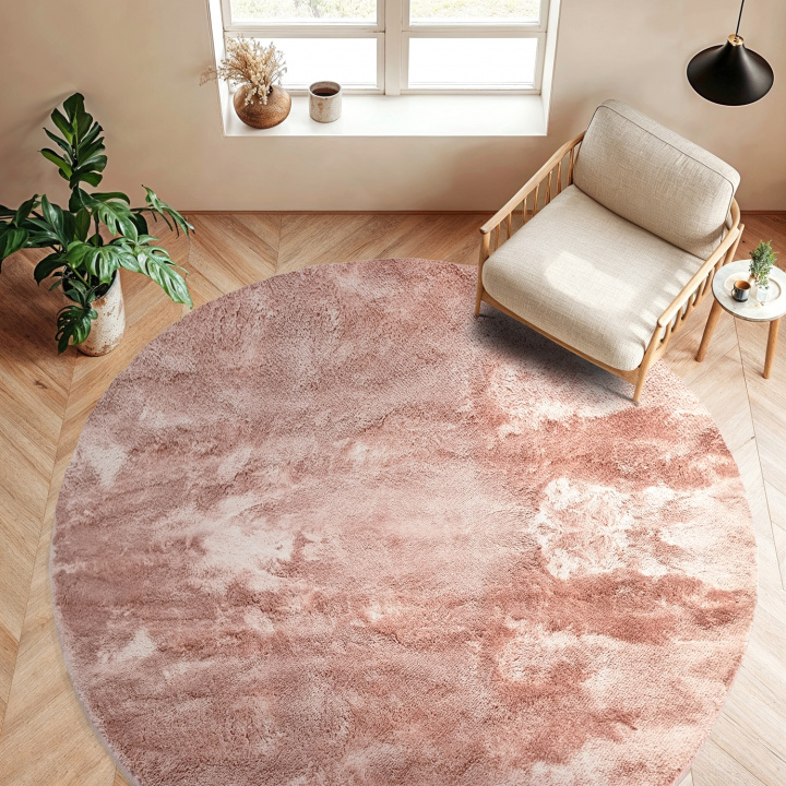 Alfombra redonda \'Aranga Super Soft Fur\' - Rosa en el grupo Alfombras / Alfombras de ryas con Reforma (H100138)