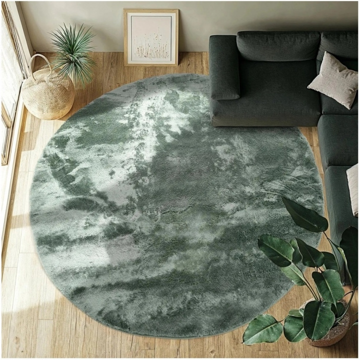 Alfombra redonda \'Aranga Super Soft Fur\' - Verde en el grupo Alfombras / Alfombras de ryas con Reforma (H100153)
