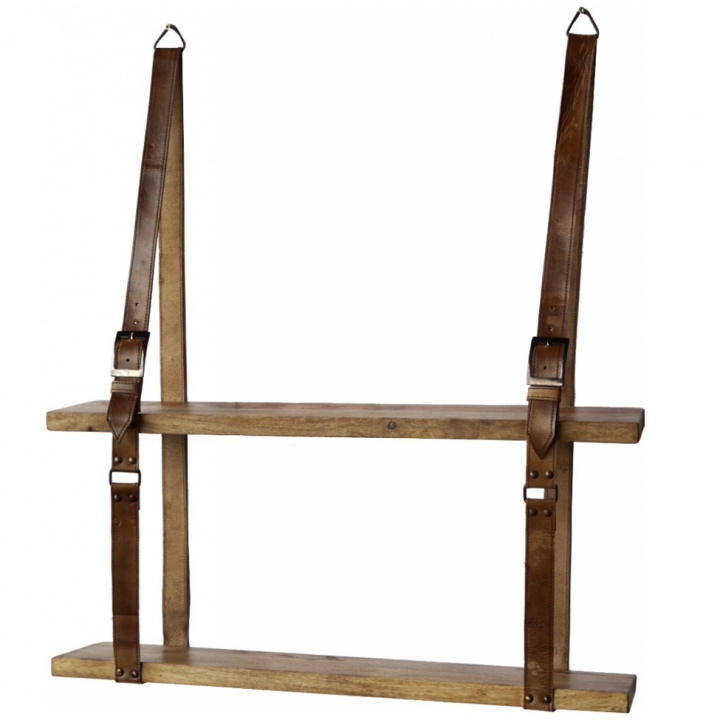 Estante de pared Vintage - Cuero/Madera en el grupo Muebles / Estantes y almacenamiento / Estantes de pared con Reforma (MA1502)