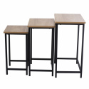 Mesa de café \'Grums\' 3 piezas - Negro/Madera