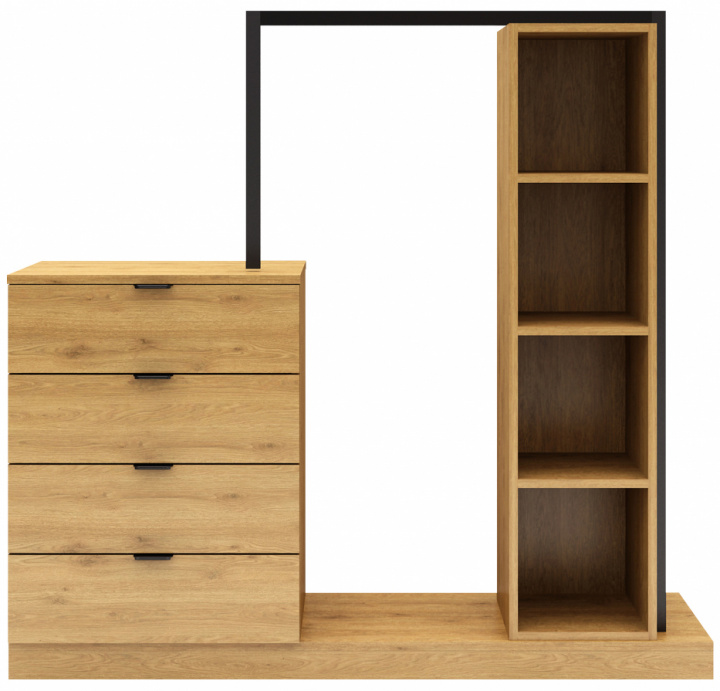 Perchero \'Nova\' 4 cajones - Roble/Negro en el grupo Muebles / Estantes y almacenamiento / Percheros con Reforma (NOVASU02)