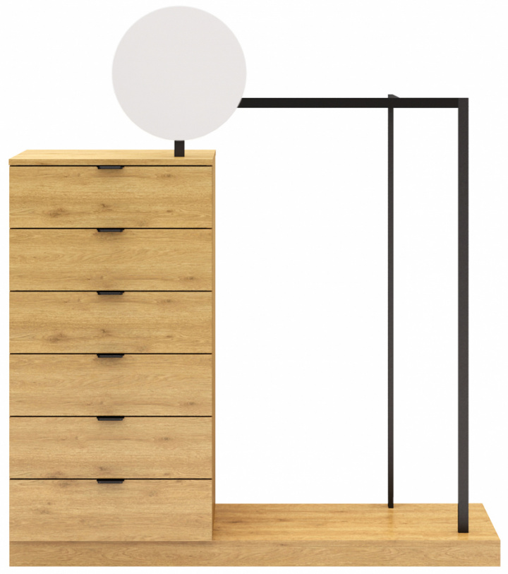 Perchero \'Nova\' 6 cajones - Roble/Negro en el grupo Muebles / Estantes y almacenamiento / Percheros con Reforma (NOVASU04)