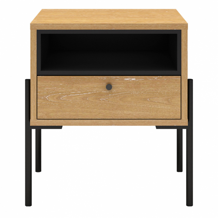 Mesita de noche \'Punt\' - Roble/Negro en el grupo Muebles / Mesas / Mesas de noche con Reforma (PUNTNS01)