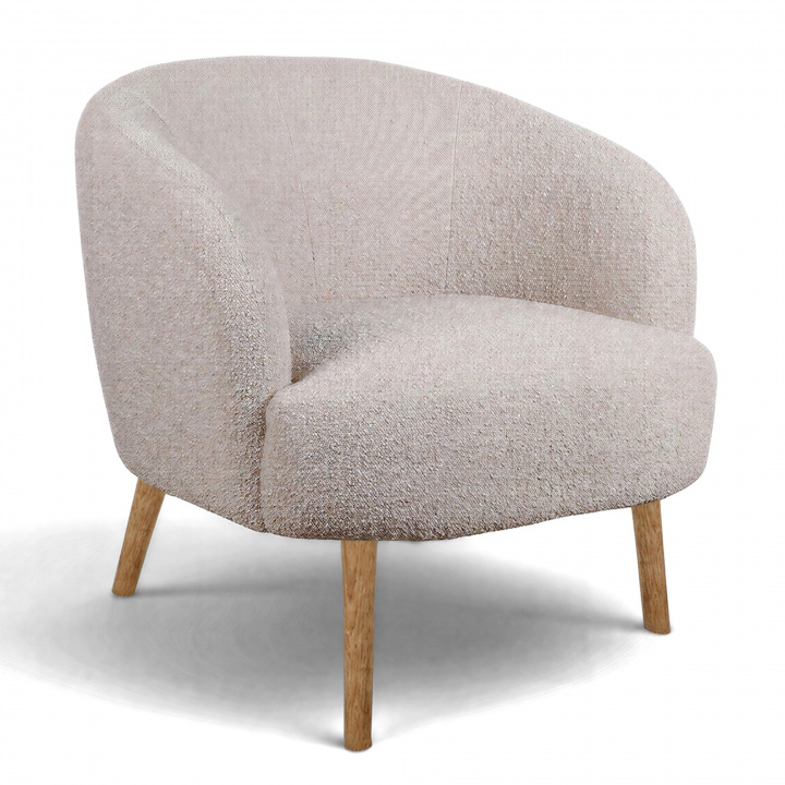 Sill&oacute;n \'Capri\' con patas de madera - Beige/Boucl&eacute; en el grupo Muebles / Muebles para sentarse / Sillones con Reforma (T8049-boucle-beige)