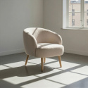 Sill&oacute;n \'Capri\' con patas de madera - Beige/Boucl&eacute;