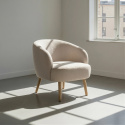 Sill&oacute;n \'Capri\' con patas de madera - Beige/Boucl&eacute;