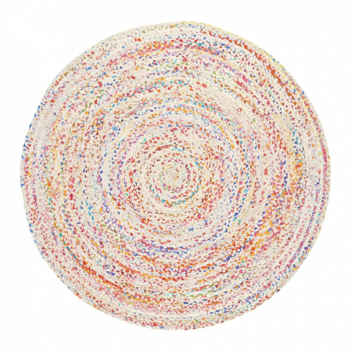 Alfombra redonda \'Flätan\' 200cm - Blanco/Multi en el grupo Decoración / Alfombras / Alfombras tejidas con Reforma (V10200049)